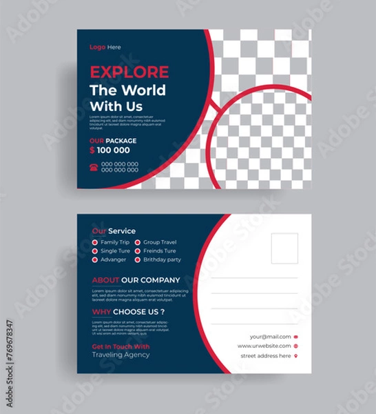 Obraz Corporate business vector postcard design template.