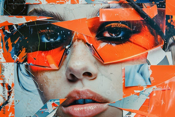 Fototapeta Collage of different images made by Generative AI technology pop trend fashion style