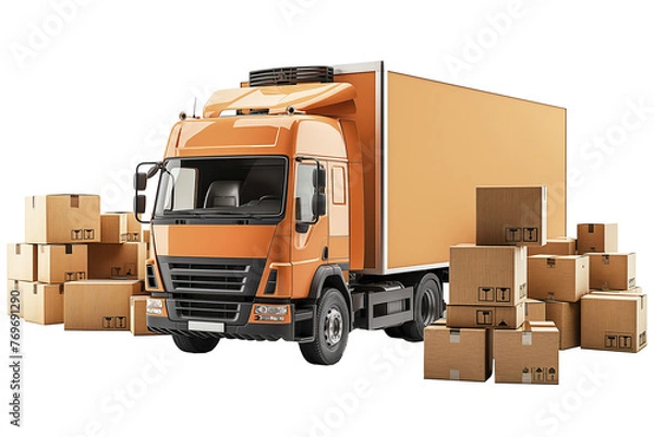 Fototapeta moving truck on a white background