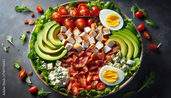 Fototapeta salad with vegetables and meat