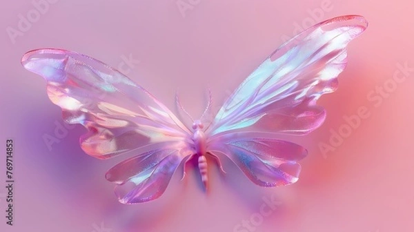 Obraz A pair of Fantasy glowing fairy wings isolated on pink background