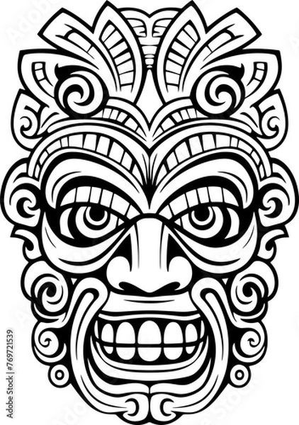 Fototapeta Handdrawn tiki mask drawing