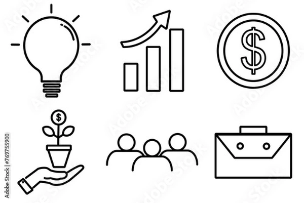 Fototapeta set icon business vector. Vector set of linear icons related to business. Mono line pictograms and infographics design elements