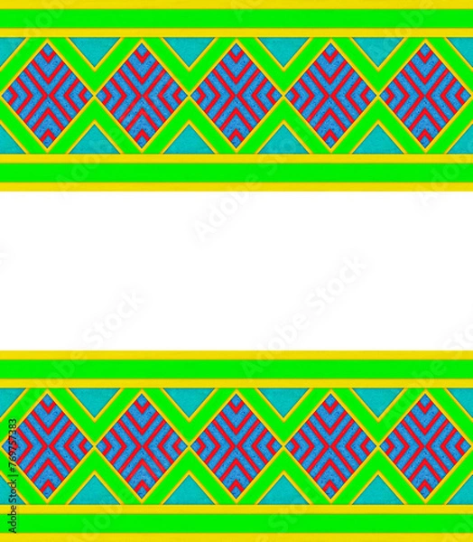 Obraz seamless colorful Plasticine border background art shape stripe and triangle zigzag