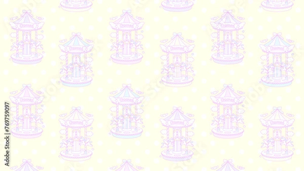 Fototapeta ファンシーユニコーン回転木馬パターン壁紙⭐︎