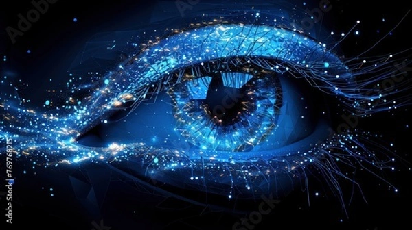 Obraz Low Poly wireframe technology eye