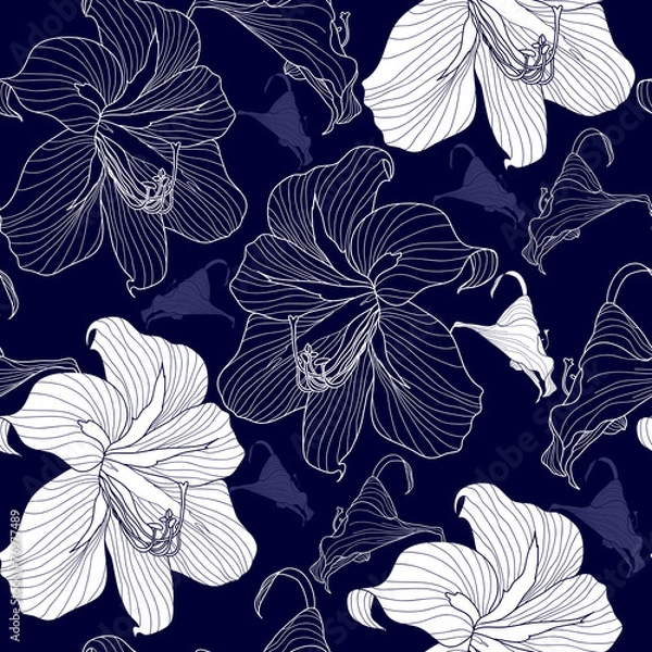 Fototapeta Seamless pattern with flowers