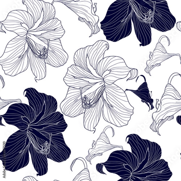 Fototapeta Seamless pattern with flowers