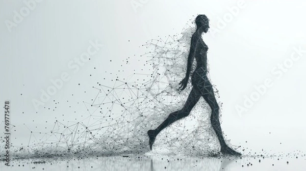 Obraz Human body. Isolated black vector illustration in low-poly style on a white background.