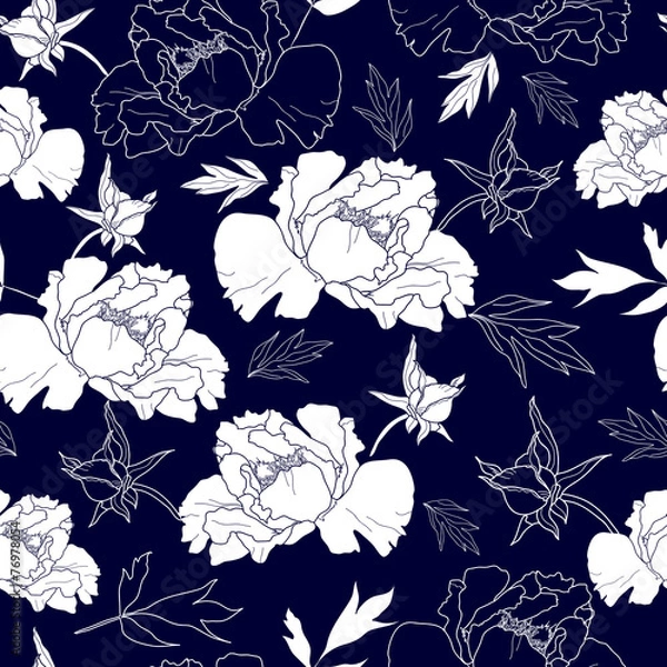 Fototapeta Seamless pattern with flowers