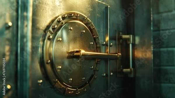 Fototapeta Bank door is reliably protected by a thick layer of metal