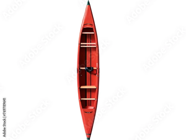 Fototapeta red kayak from above, isolated