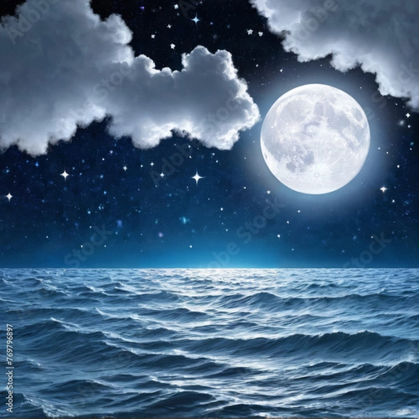 Obraz Full Moon Reflecting on Water. Generative AI