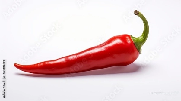 Fototapeta Red hot chili pepper isolated on white background, clipping path included.