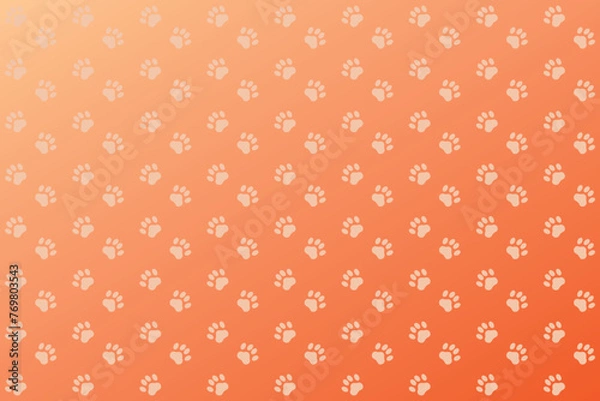 Obraz Light orange paw patterns on a gradient orange background