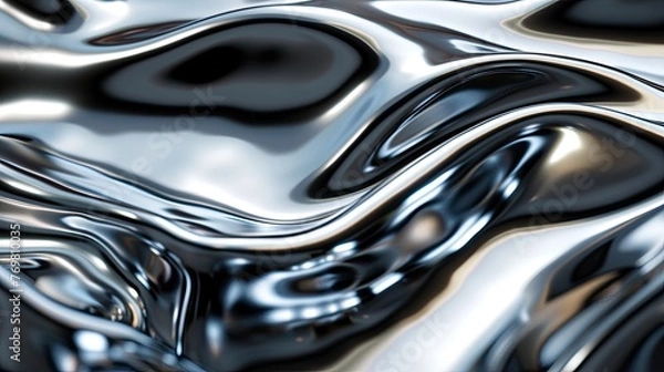 Fototapeta A shiny silver surface with a wave pattern