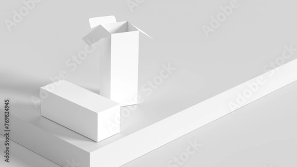 Fototapeta Box mock up isolated on white background. Cosmetics or medicine box mock up. 3D illustration.