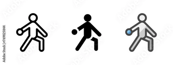 Fototapeta Multipurpose discus throw vector icon in outline, glyph, filled outline style. Three icon style variants in one pack.