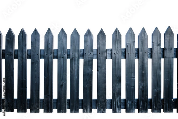 Fototapeta Modern wooden fence or balustrade isolated on background, palisade for decoration, pickets for enclose area.