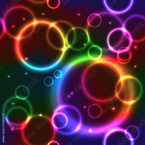 Fototapeta Seamless Background with Rainbow Neon Circles