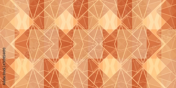 Fototapeta seamless pattern with geometric elements and lines, abstract vector art, colorful texture in orange brown, graphic ornament, repeating patterm, ideal for fashion, textiles and paper design, retro