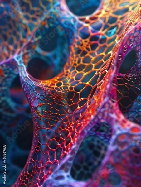 Fototapeta Intricate capillary web in muscle, ultra macro, dynamic contrast, lively colors