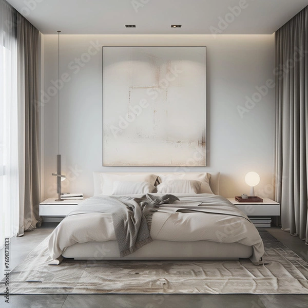 Fototapeta 최소한의 가구와 장식을 사용하여 평온하고 편안한 분위기를 조성합니다. 흰색이나 회색 같은 중성적인 색상을 주로 사용하고, 포커스 조명으로 따뜻한 분위기를 만들어보세요.