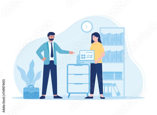 Obraz Collaborative work development team concept flat illustration