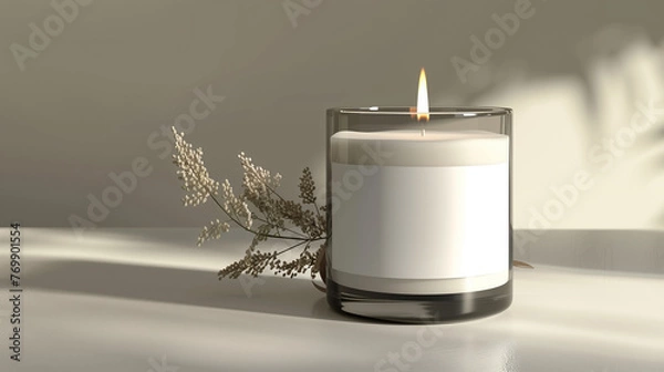 Fototapeta Candle with Blank Label