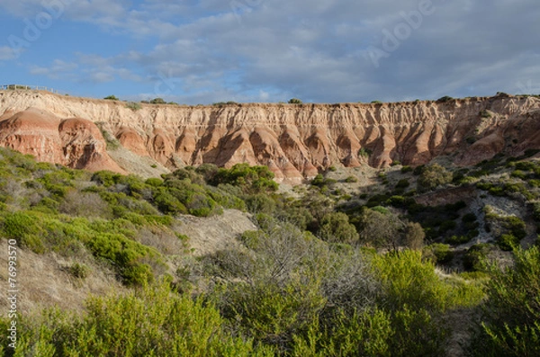 Fototapeta Cloudy landscape with scenic cliffs