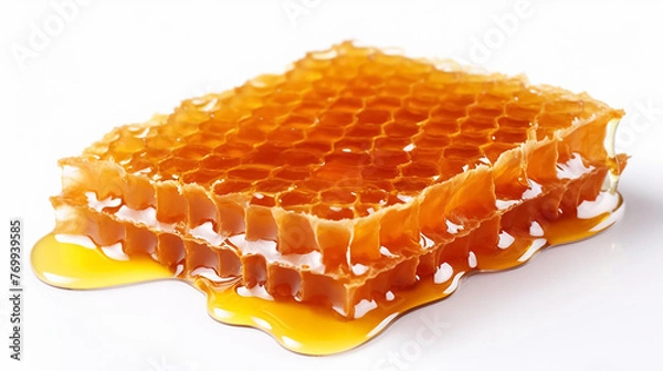 Obraz Honey in honeycombs on a white background. Passover.