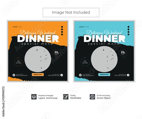 Obraz  food menu social media post template design