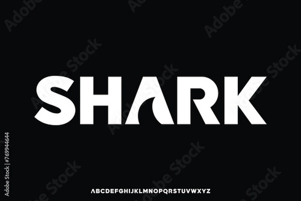 Fototapeta Strong modern shark sans serif alphabet display font vector. Geometric typeface