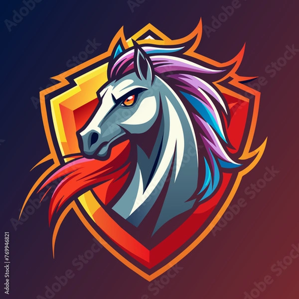Fototapeta vector, horse, tattoo, illustration, animal, head, tribal, 