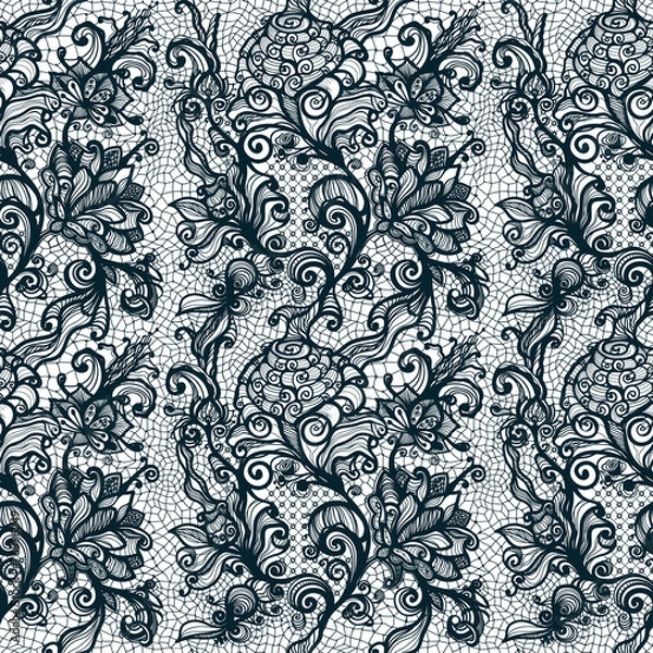 Fototapeta Abstract seamless lace pattern with flowers.