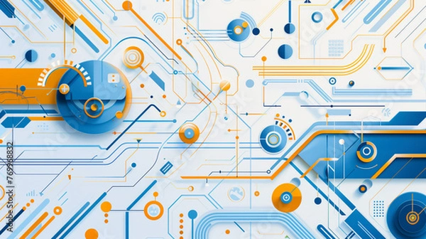 Fototapeta Vector style background for technical university wallpaper with science and technology elements