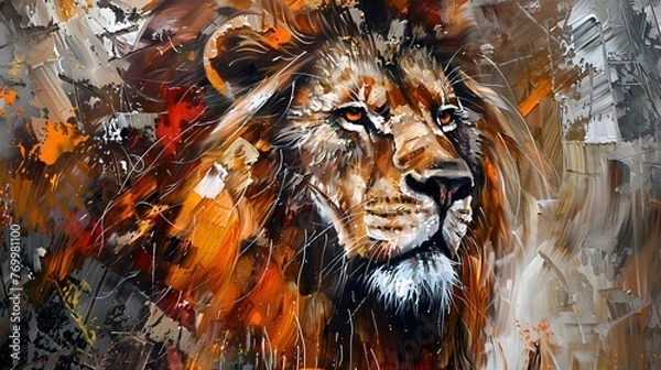 Obraz painted lion on canvas