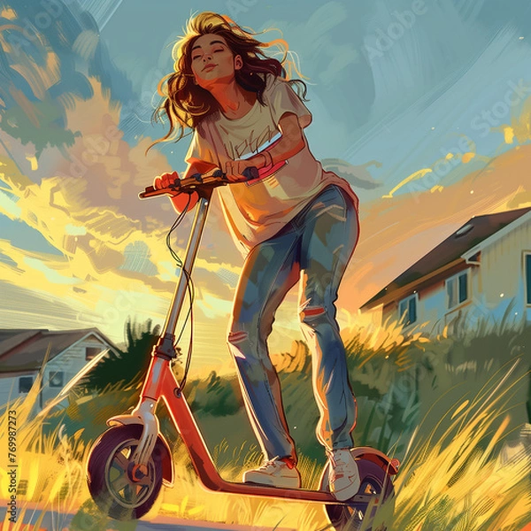 Obraz child on scooter