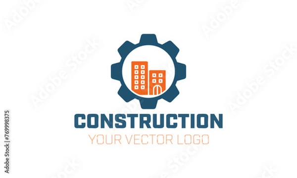 Obraz a logo for construction with a blue logo for construction