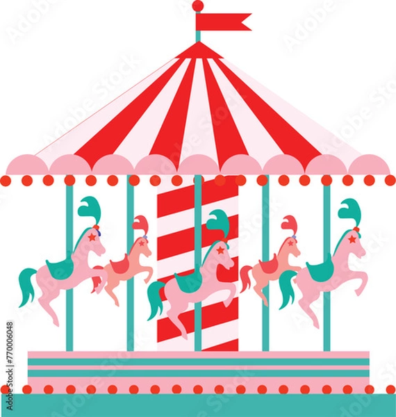 Fototapeta Carnival circus carousel vector illustration