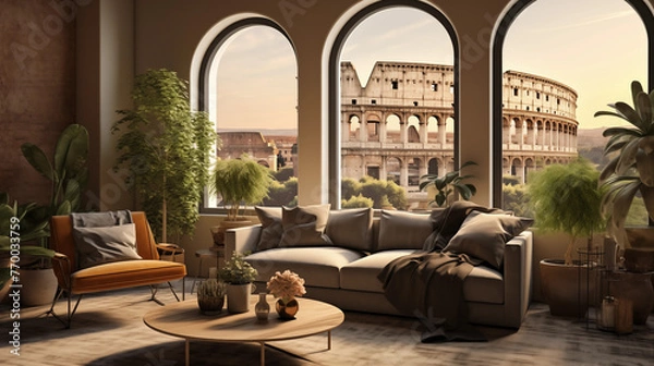 Obraz luxury  apartment in room with a colosseum view in Rome Italy