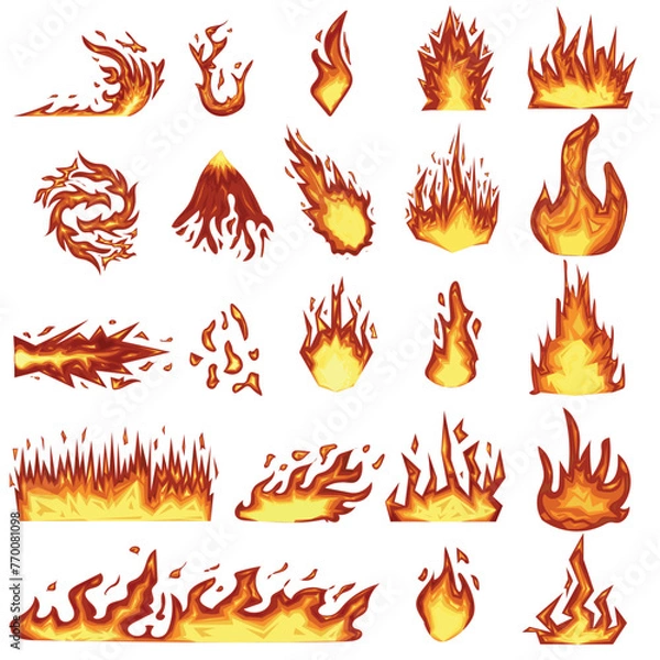 Obraz Set of Flame element on white background