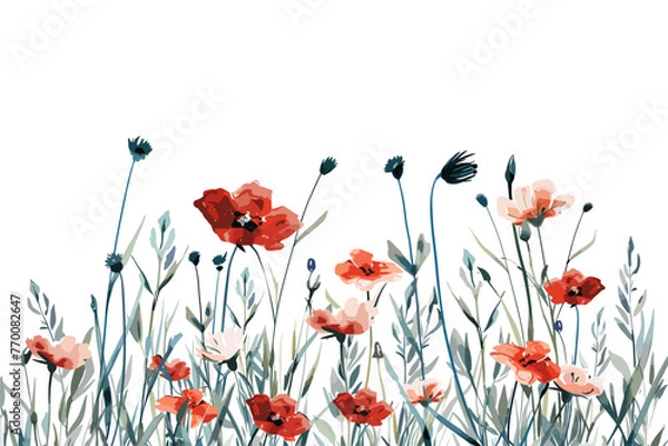 Obraz Enchanted Meadows: Meadow Flowers Vector Art