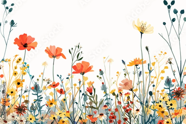Obraz Whispering Petals: Meadow Flowers Vector