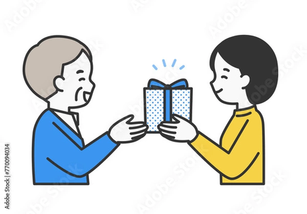 Fototapeta プレゼントを贈る女性の人物イラスト素材