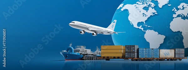 Fototapeta The world logistics background or transportation container cargo shipment, internet of things Concept of fast or instant shipping