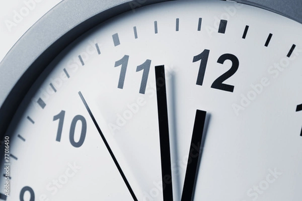 Obraz Clock face. Hands pointing to midday or midnight