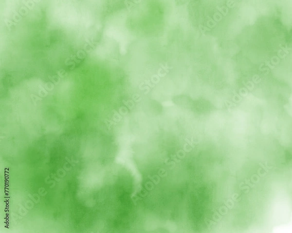 Fototapeta にじみのある緑の水彩風背景　壁紙　素材
