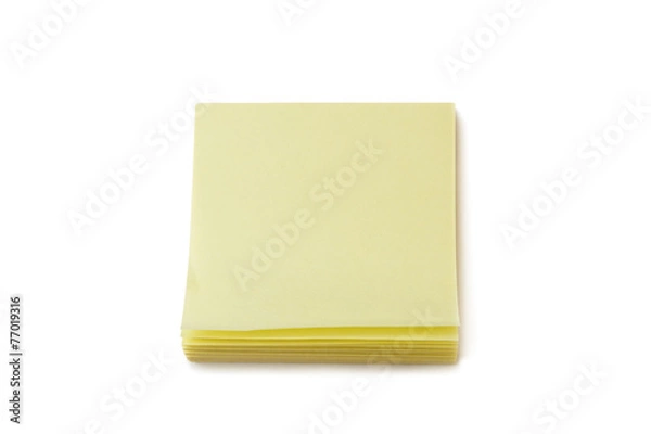 Fototapeta Stack of blank yellow Post-it notes, isolated on white