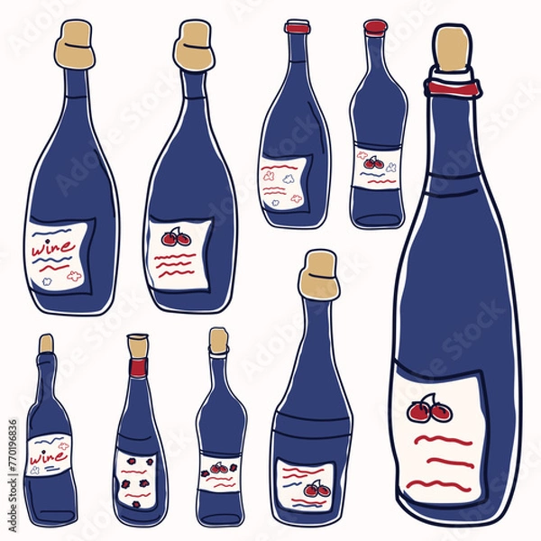 Fototapeta Wine Bottle Vector Collection.eps